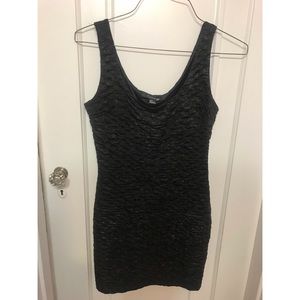 Black shimmer ruched bodycon dress